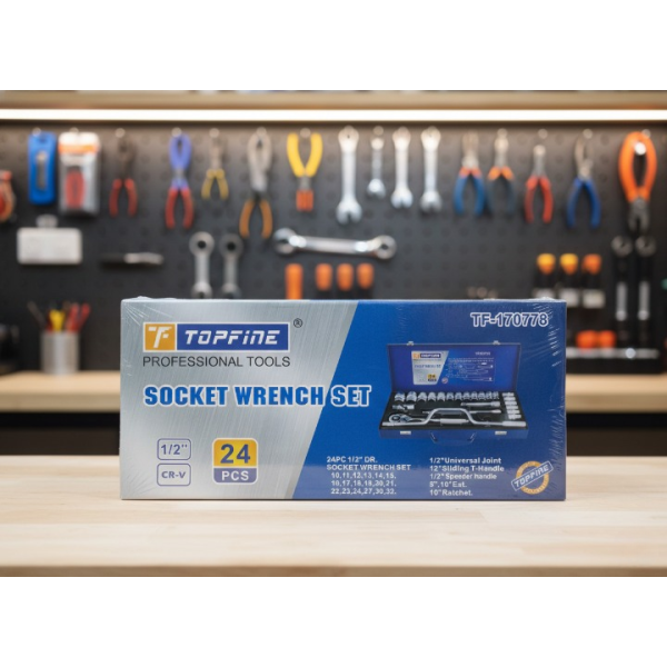 Topfine 1/2″ Drive Socket Wrench Set – 24 Pcs