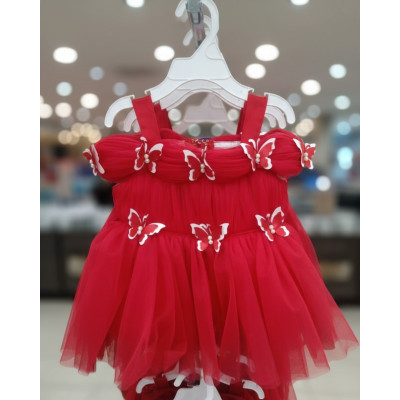 Kids Red Party Dress with...