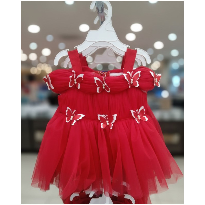 Kids Red Party Dress with...