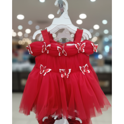 Kids Red Party Dress with...