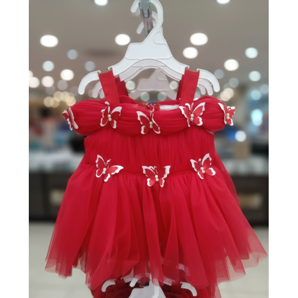 Kids Red Party Dress with Butterfly